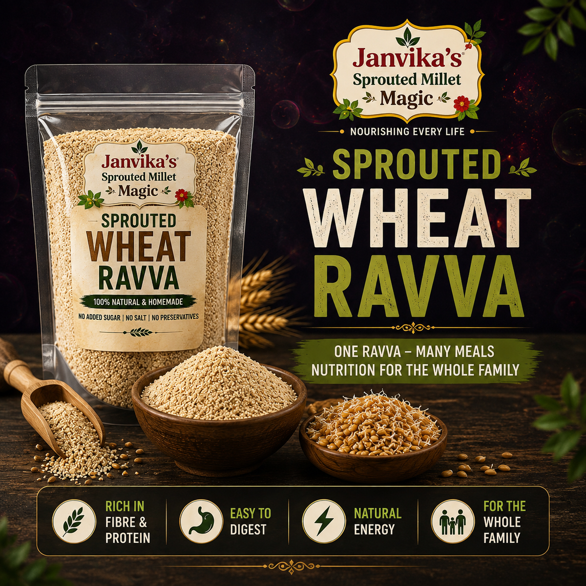 Sprouted Godhuma Ravva